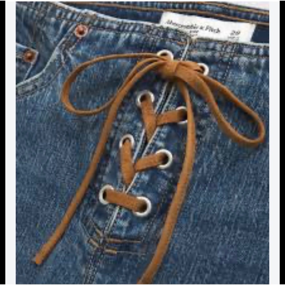 Abercrombie & Fitch Curve Love Y2K Lace Up Mid Rise Bootcut Jeans Blue 30
